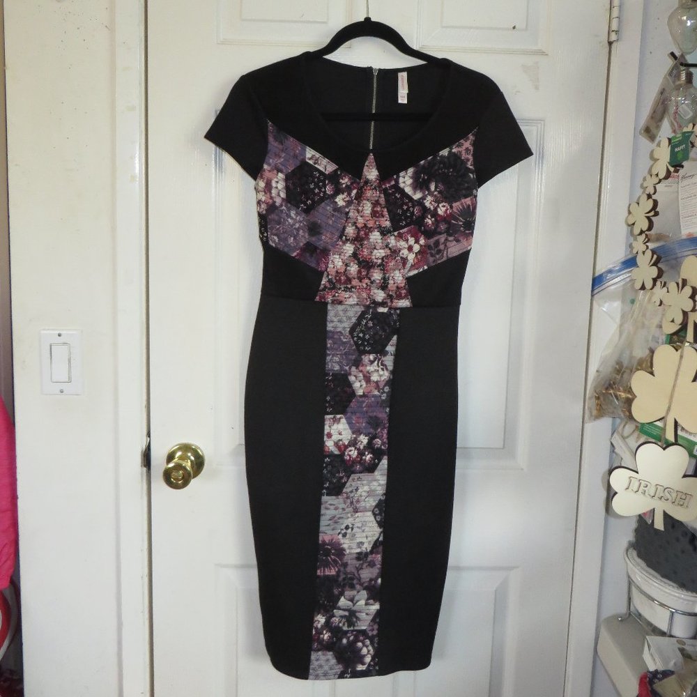 Xhilaration Knit dress,sheer neckline, Zip bacj